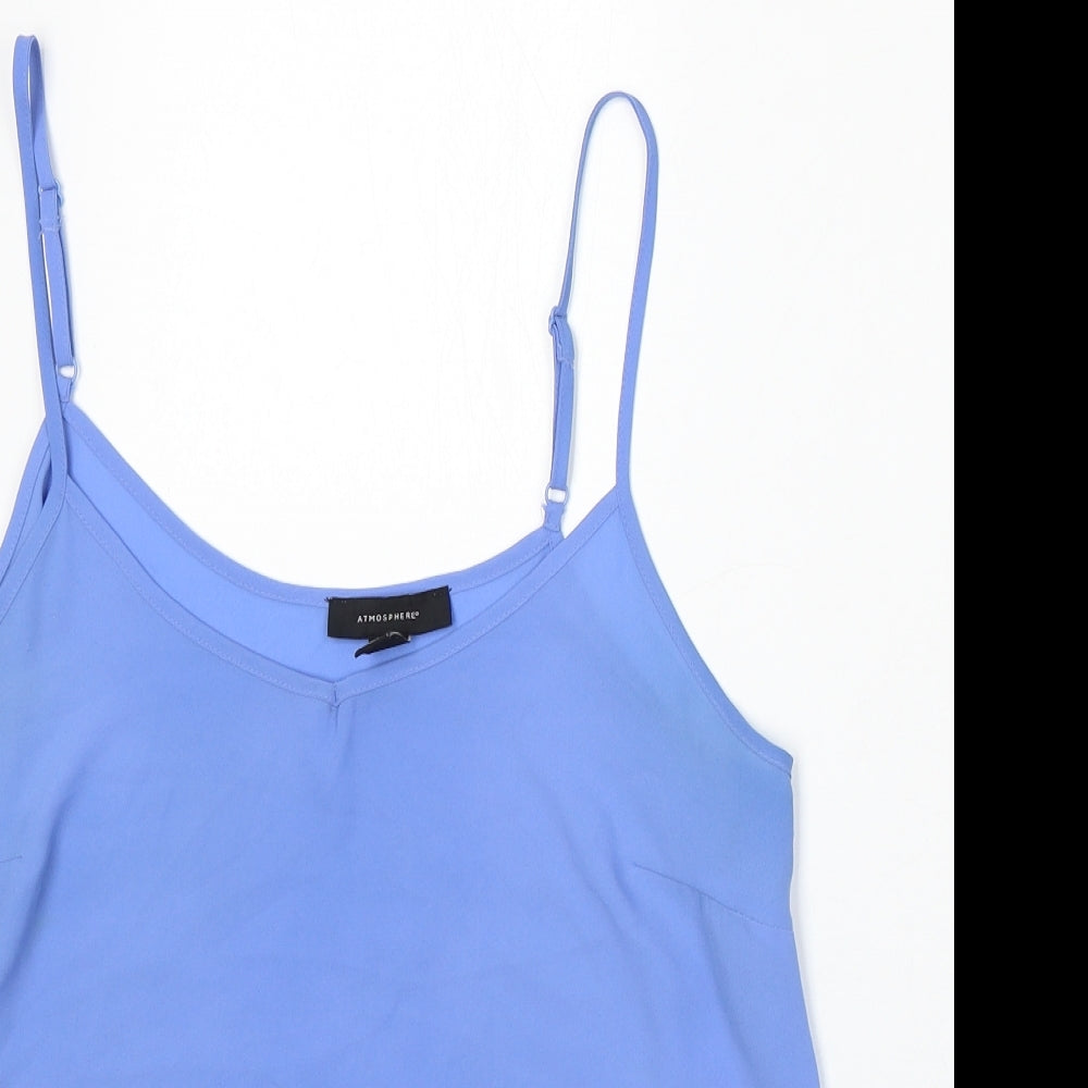 Atmosphere Womens Blue Polyester Basic Blouse Size 14 Round Neck