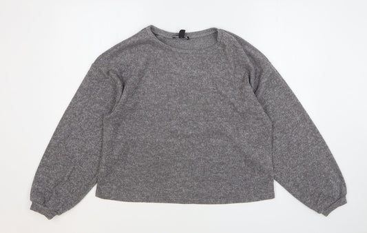 New Look Womens Grey Polyester Pullover Sweatshirt Size M Pullover
