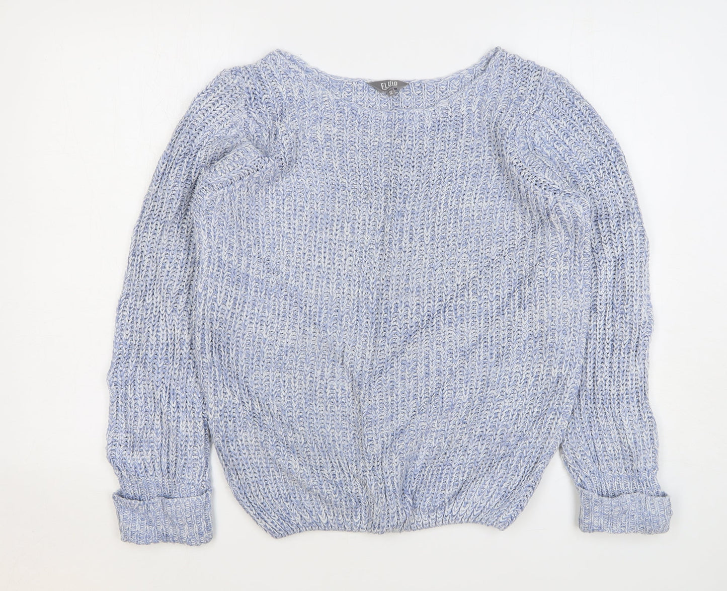Fluid Womens Blue Round Neck Acrylic Pullover Jumper Size 12