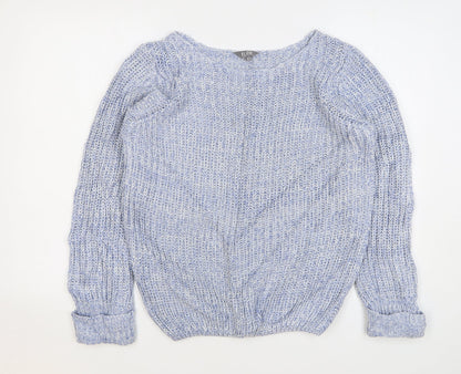 Fluid Womens Blue Round Neck Acrylic Pullover Jumper Size 12