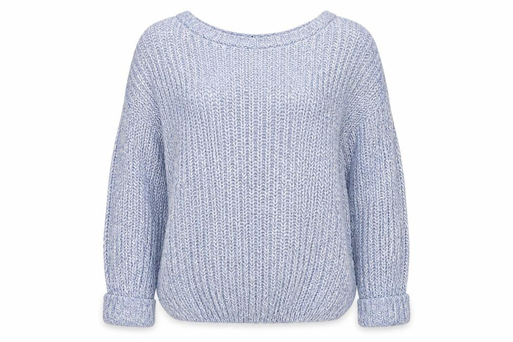 Fluid Womens Blue Round Neck Acrylic Pullover Jumper Size 12