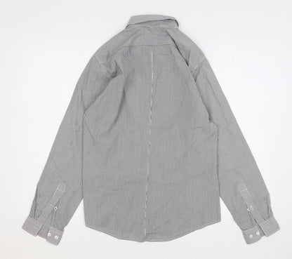 H&M Mens Green Striped Cotton Button-Up Size S Collared Button