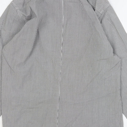 H&M Mens Green Striped Cotton Button-Up Size S Collared Button