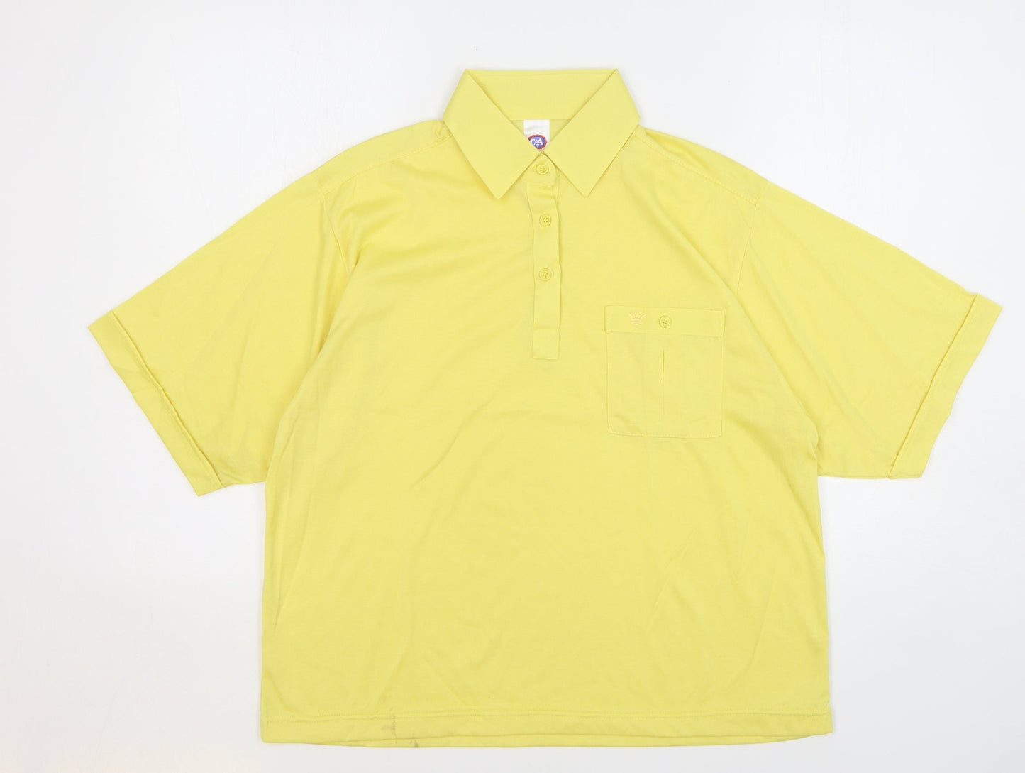 C&A Womens Yellow Polyester Basic Polo Size 16 Collared