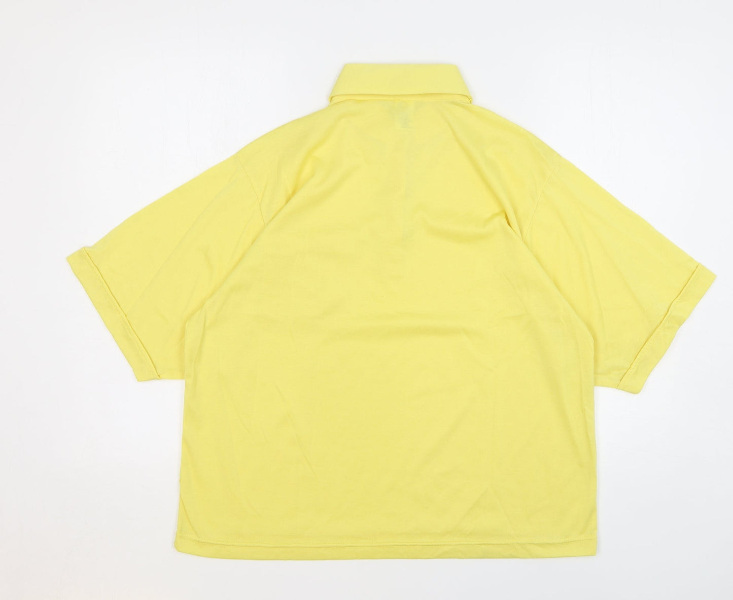 C&A Womens Yellow Polyester Basic Polo Size 16 Collared