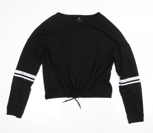 New Look Womens Black Polyester Pullover Sweatshirt Size L Drawstring