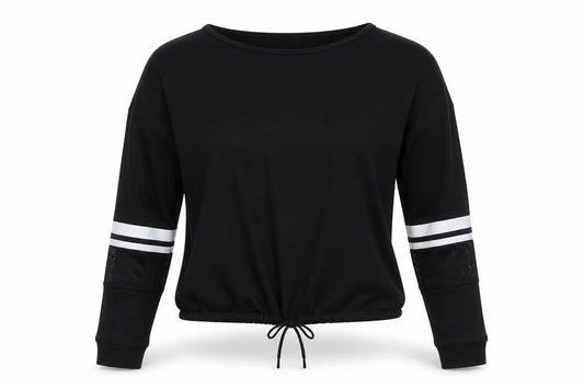 New Look Womens Black Polyester Pullover Sweatshirt Size L Drawstring