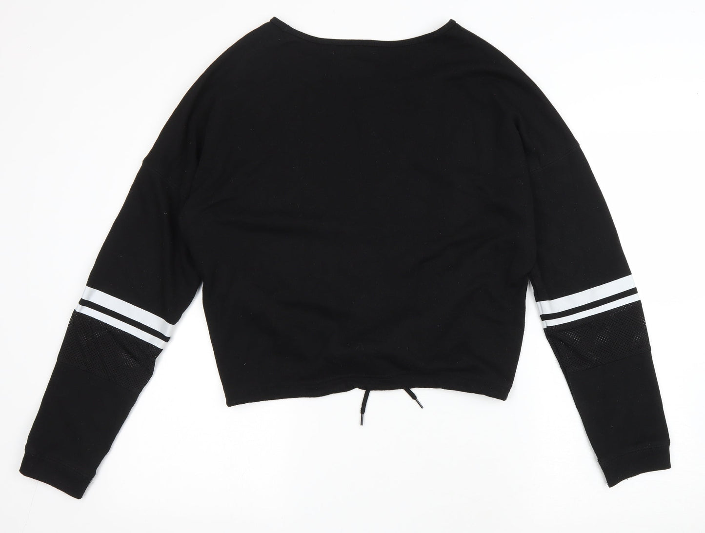 New Look Womens Black Polyester Pullover Sweatshirt Size L Drawstring