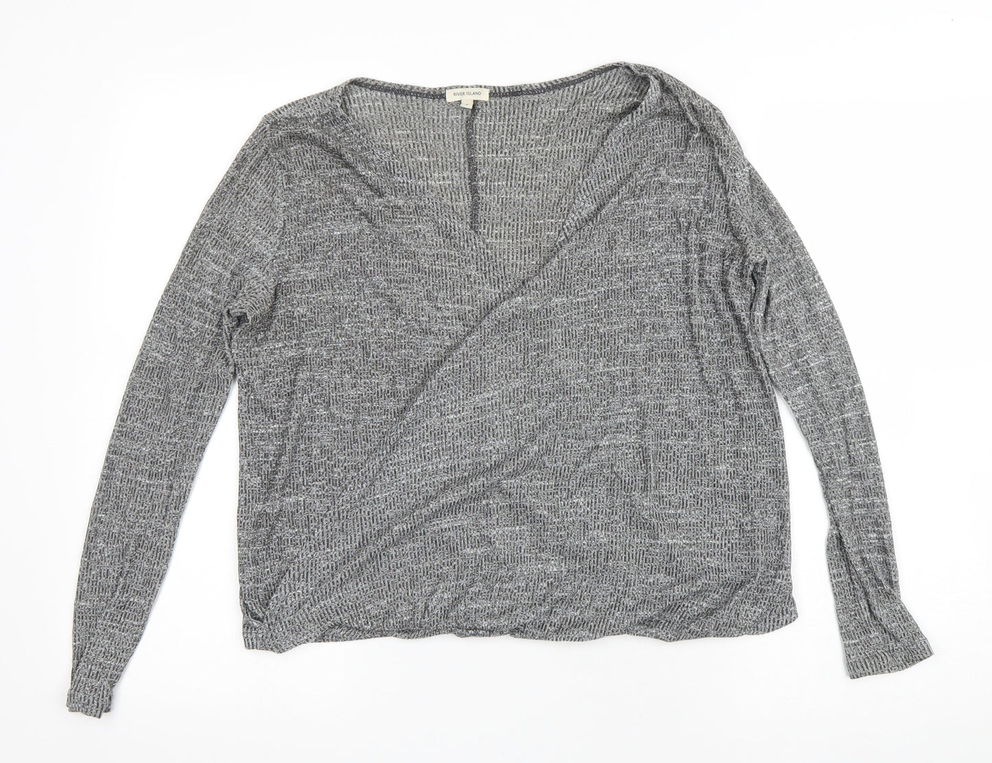 River Island Womens Grey V-Neck Viscose Wrap Jumper Size 8