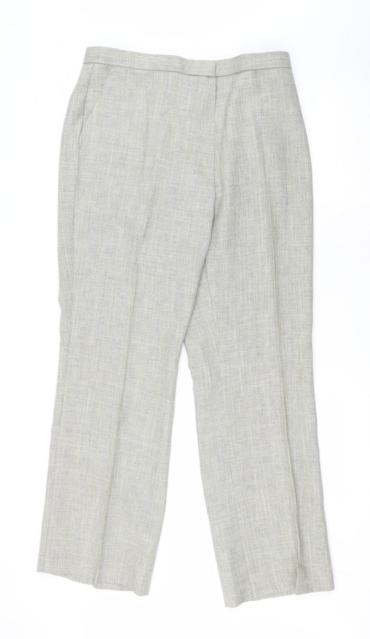 Marks and Spencer Womens Green Plaid Polyester Trousers Size 16 L30 in Regular Zip