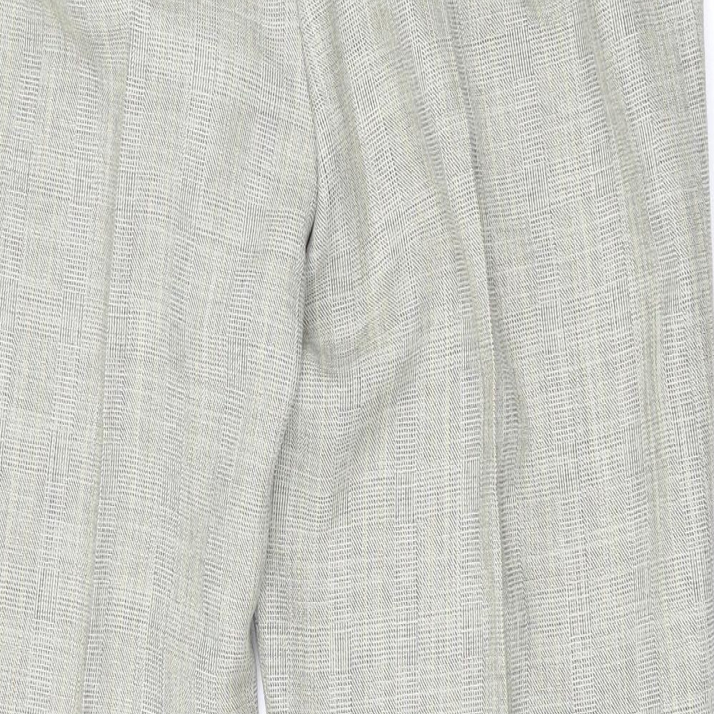 Marks and Spencer Womens Green Plaid Polyester Trousers Size 16 L30 in Regular Zip