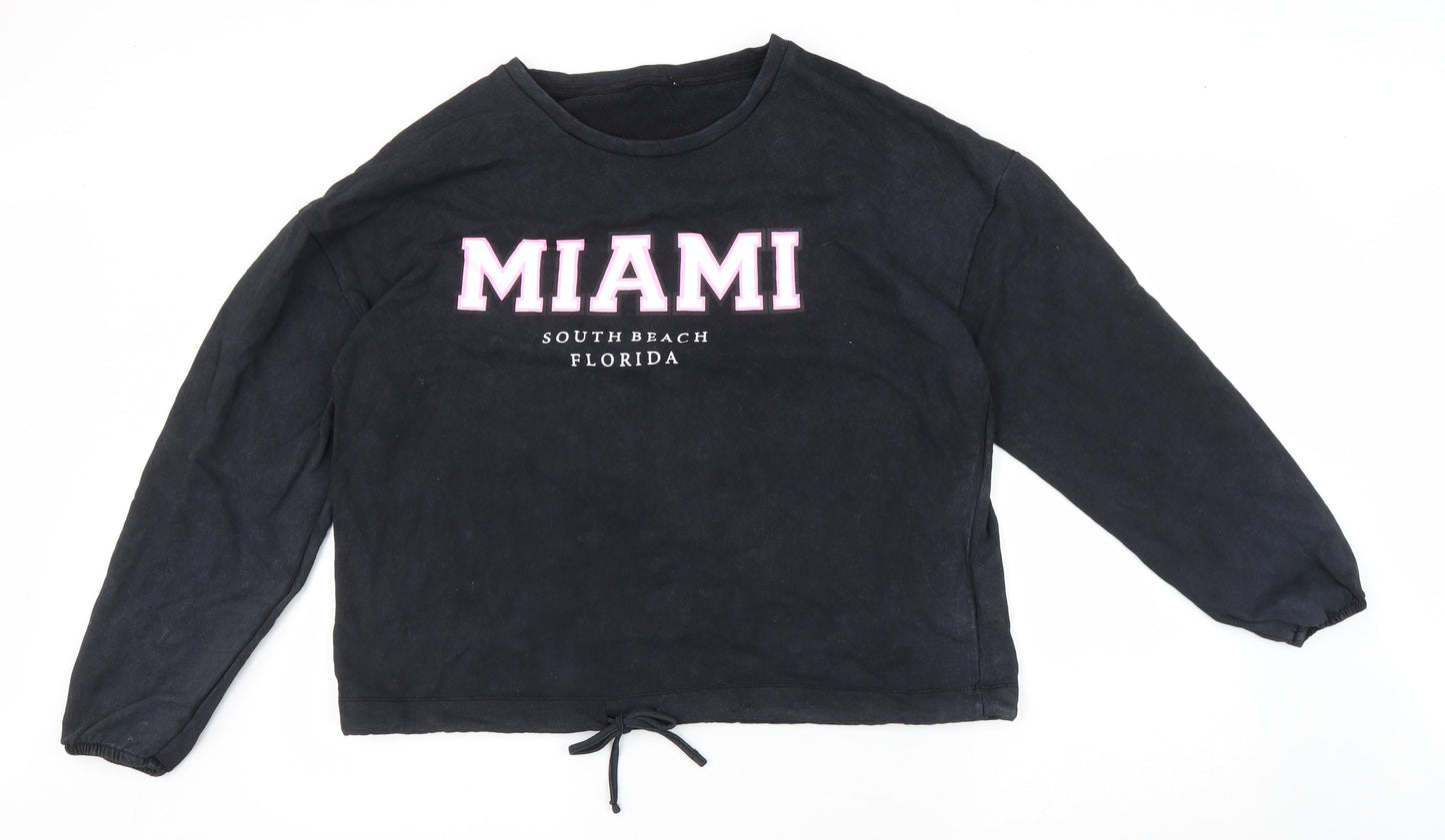 PEP & CO Womens Black Cotton Pullover Sweatshirt Size L Pullover - Miami