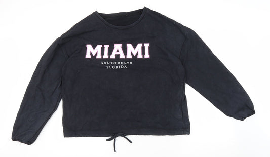 PEP & CO Womens Black Cotton Pullover Sweatshirt Size L Pullover - Miami