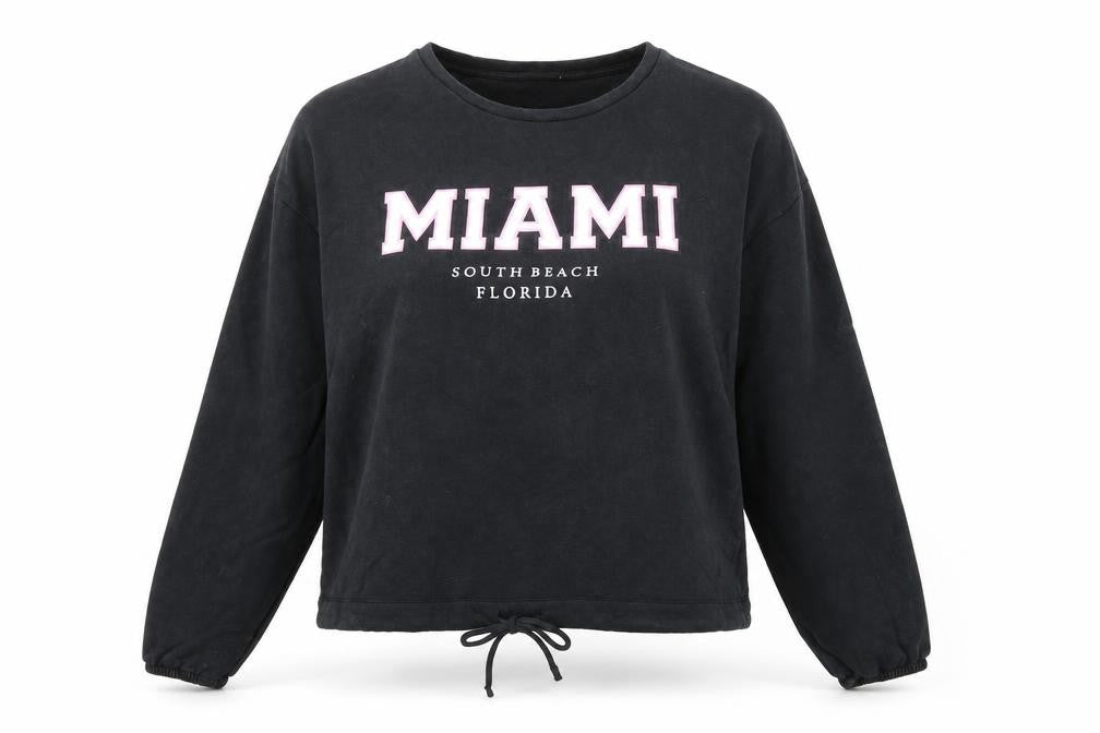 PEP & CO Womens Black Cotton Pullover Sweatshirt Size L Pullover - Miami
