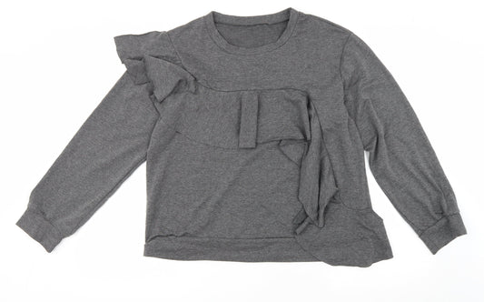 Preworn Womens Grey Polyester Basic T-Shirt Size M Round Neck