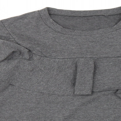 Preworn Womens Grey Polyester Basic T-Shirt Size M Round Neck