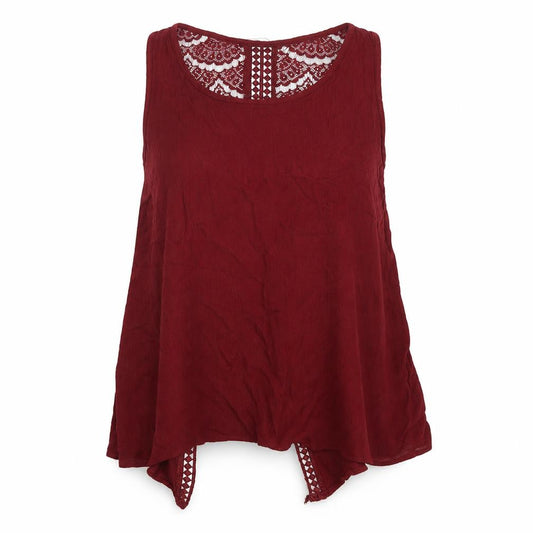 12 Womens Red Geometric Viscose Basic Tank Size 12 Scoop Neck - Lace back