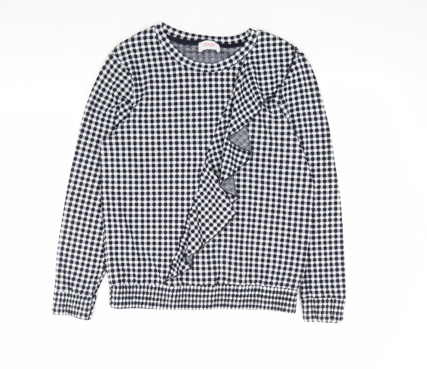 Savida Womens Black Check Polyester Pullover Sweatshirt Size M Pullover