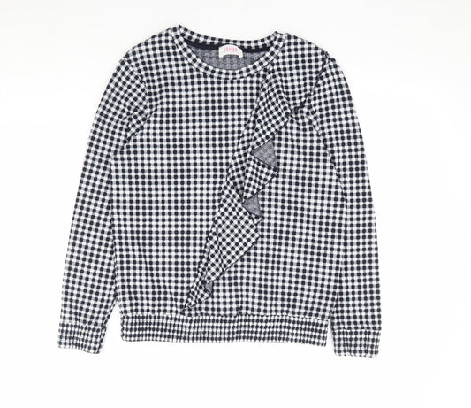 Savida Womens Black Check Polyester Pullover Sweatshirt Size M Pullover
