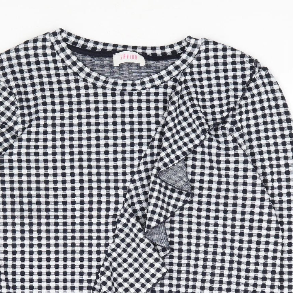 Savida Womens Black Check Polyester Pullover Sweatshirt Size M Pullover