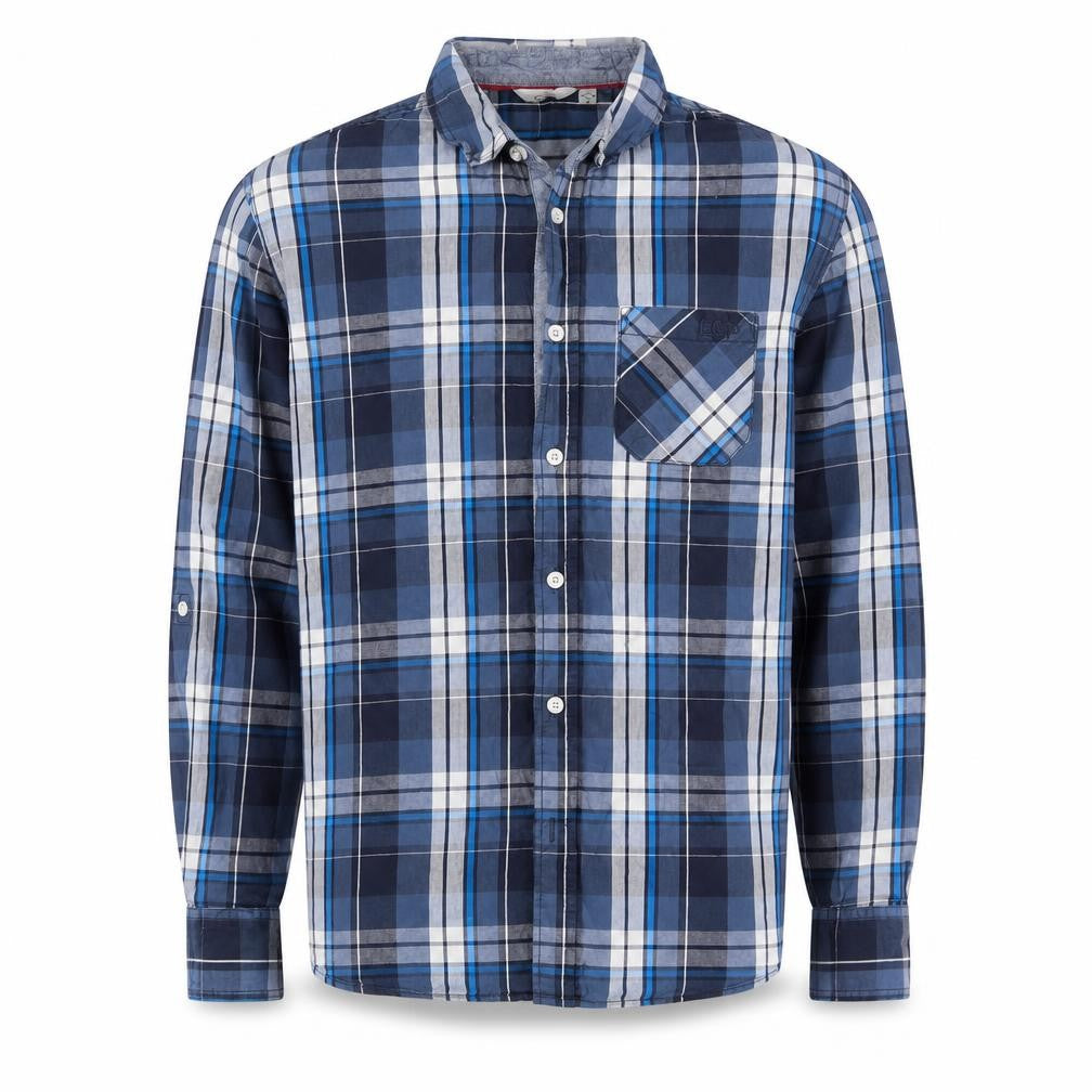 Lee Cooper Mens Blue Plaid Cotton Button-Up Size M Collared Button