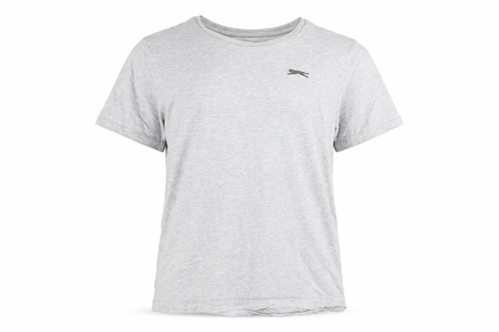 Slazenger Womens Grey Cotton Basic T-Shirt Size M Round Neck