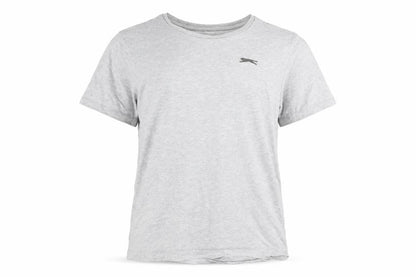 Slazenger Womens Grey Cotton Basic T-Shirt Size M Round Neck