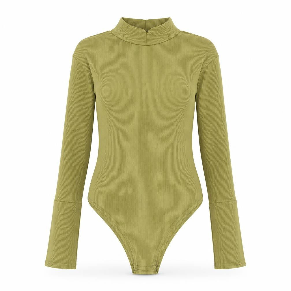 I SAW IT FIRST Womens Green Polyester Bodysuit One-Piece Size 6 Snap - Ribbed