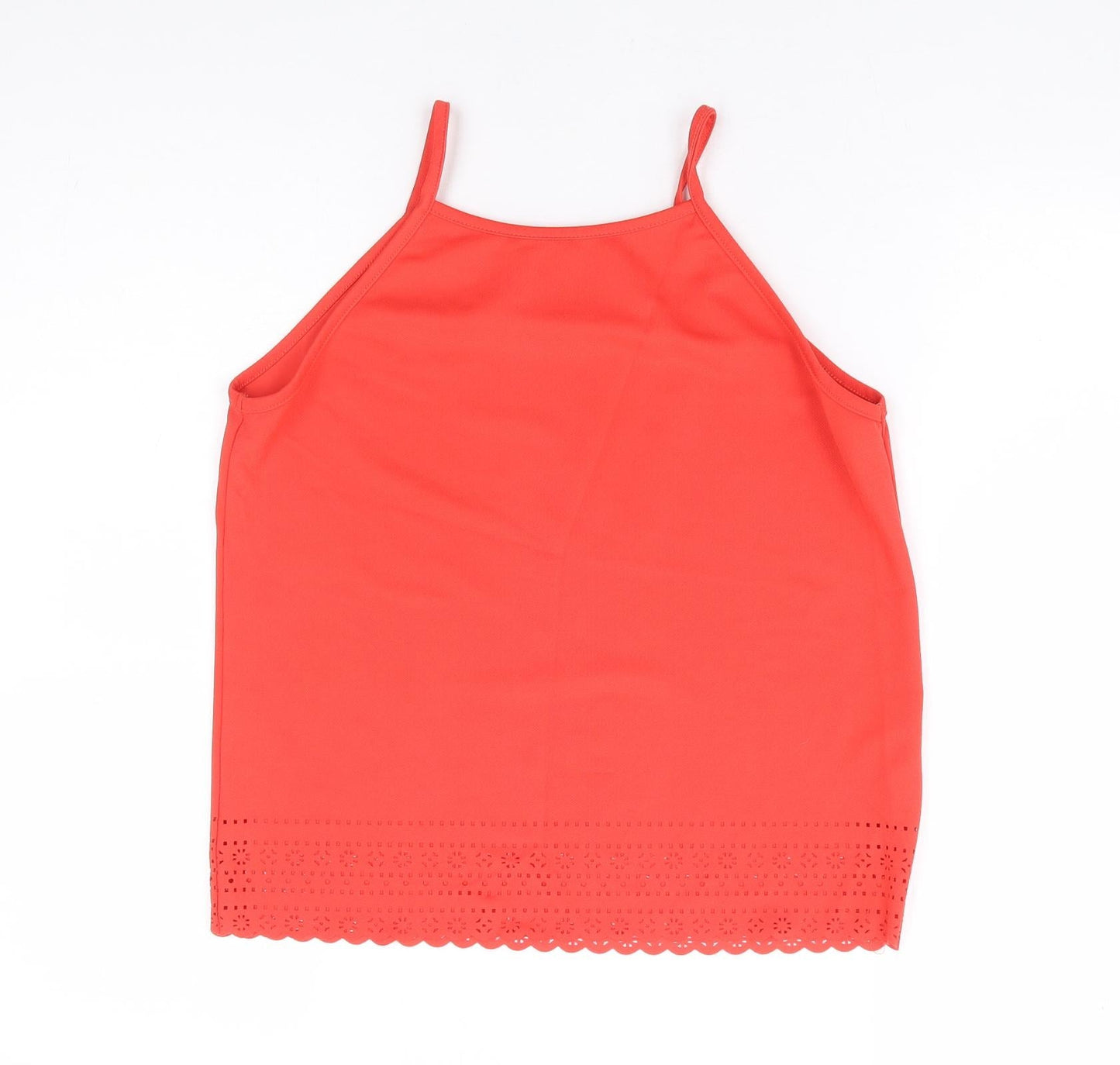 New Look Womens Red Polyester Camisole Tank Size 8 Square Neck - Cut Out Detail Trim