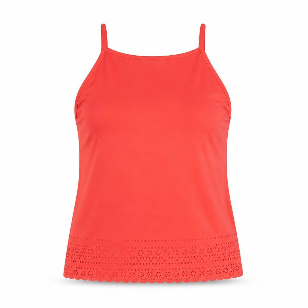 New Look Womens Red Polyester Camisole Tank Size 8 Square Neck - Cut Out Detail Trim