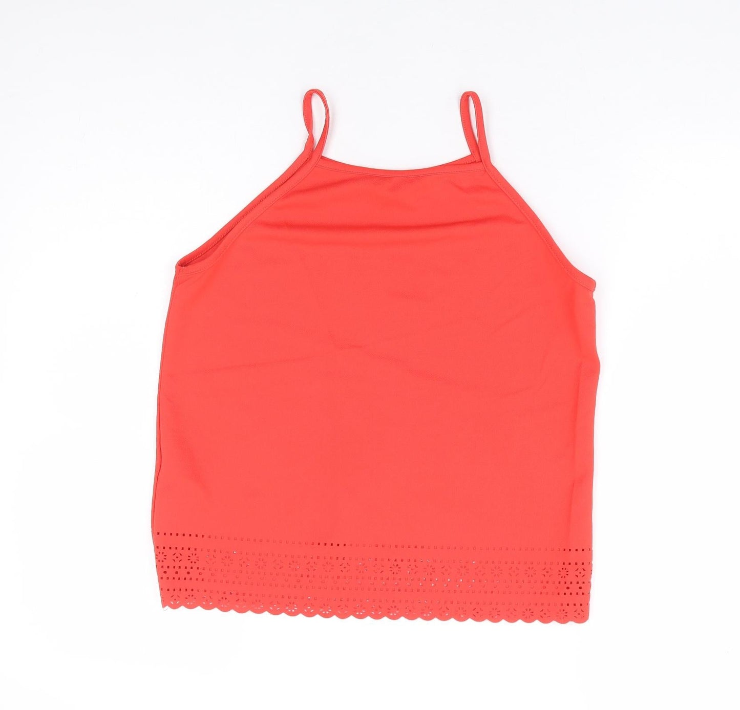 New Look Womens Red Polyester Camisole Tank Size 8 Square Neck - Cut Out Detail Trim