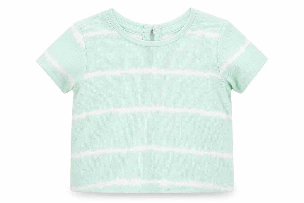 Matalan Baby Green Geometric Polyester Basic T-Shirt Size 3-6 Months Round Neck Snap - Tie Dye