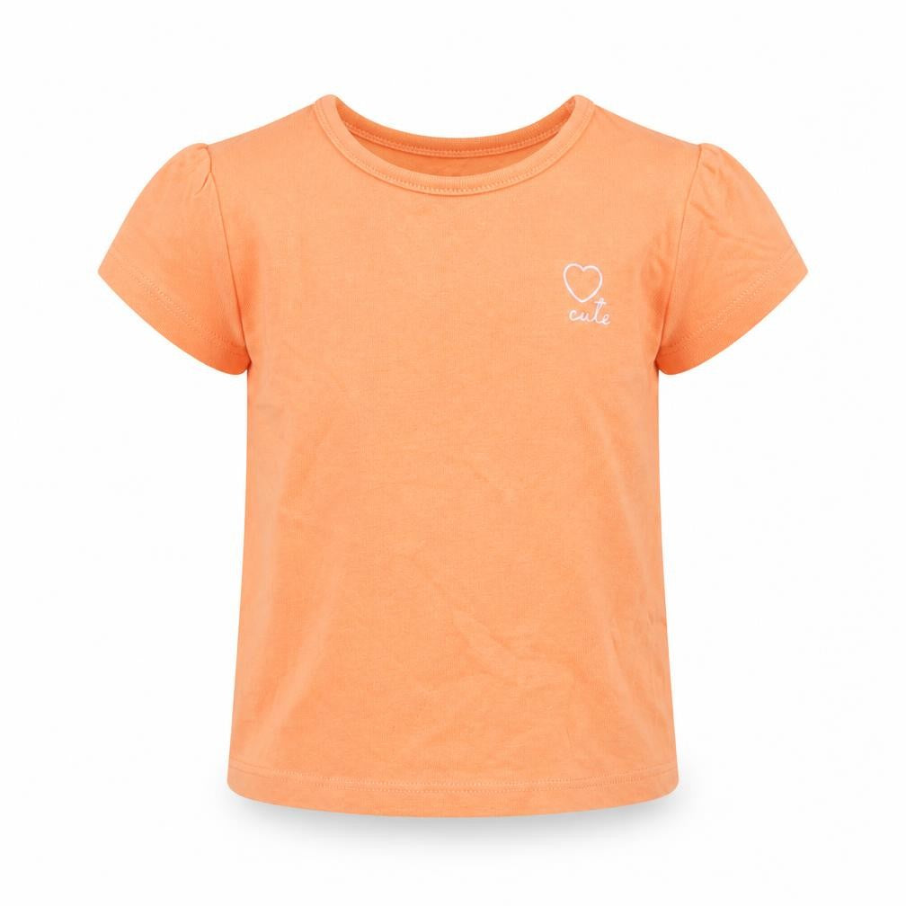 Studio Girls Orange Cotton Basic T-Shirt Size 6-9 Months Round Neck Pullover - Cute