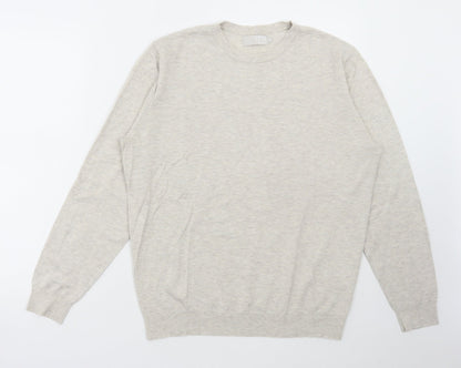 Debenhams Mens Beige Round Neck Viscose Pullover Jumper Size M