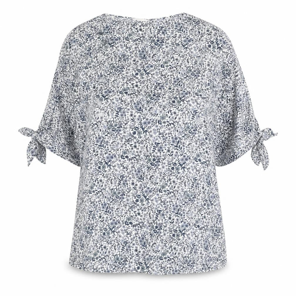 H&M Womens Blue Floral Polyester A-Line Size M Round Neck Pullover