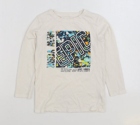 Dunnes Stores Boys White 100% Cotton Basic T-Shirt Size 6-7 Years Round Neck Pullover - New York