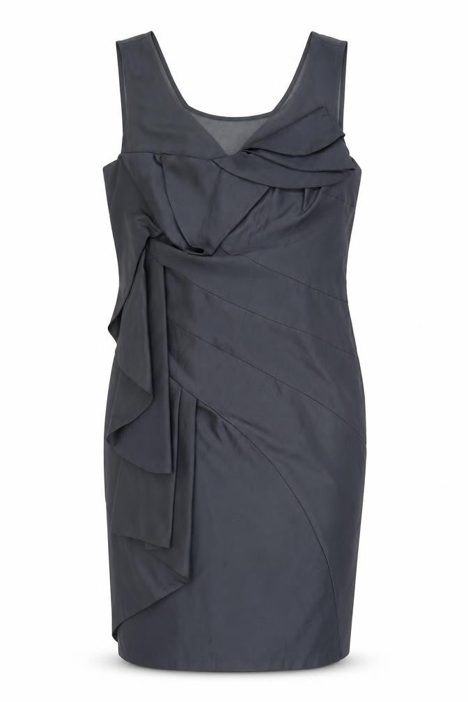 Per Una Womens Grey Polyester Sheath Size 12 V-Neck Zip