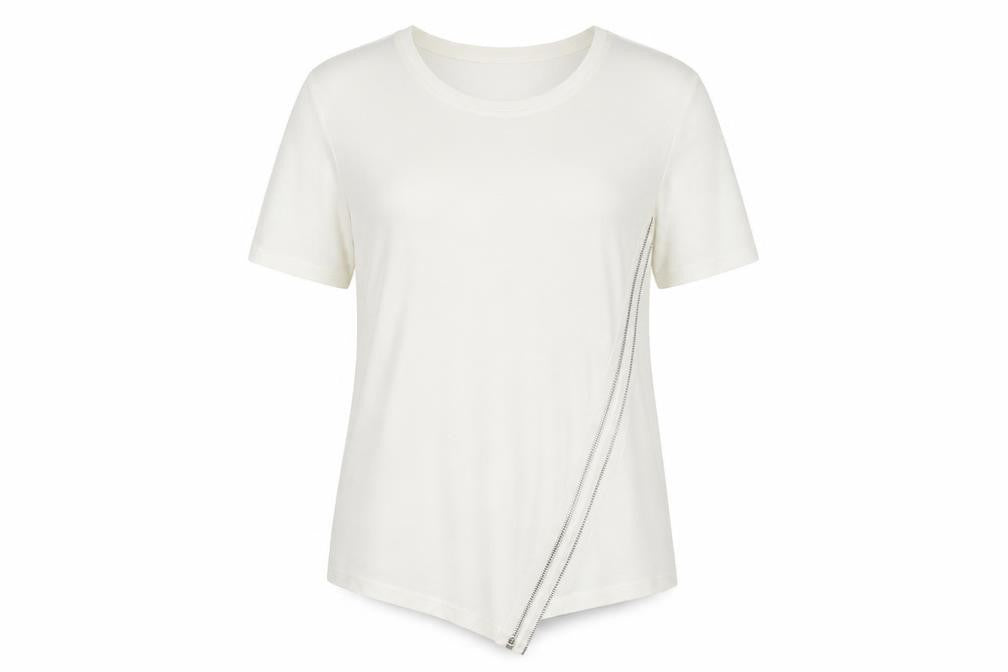 Paramour Womens Ivory Polyester Basic Blouse Size L Round Neck