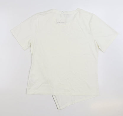 Paramour Womens Ivory Polyester Basic Blouse Size L Round Neck