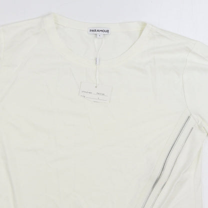 Paramour Womens Ivory Polyester Basic Blouse Size L Round Neck
