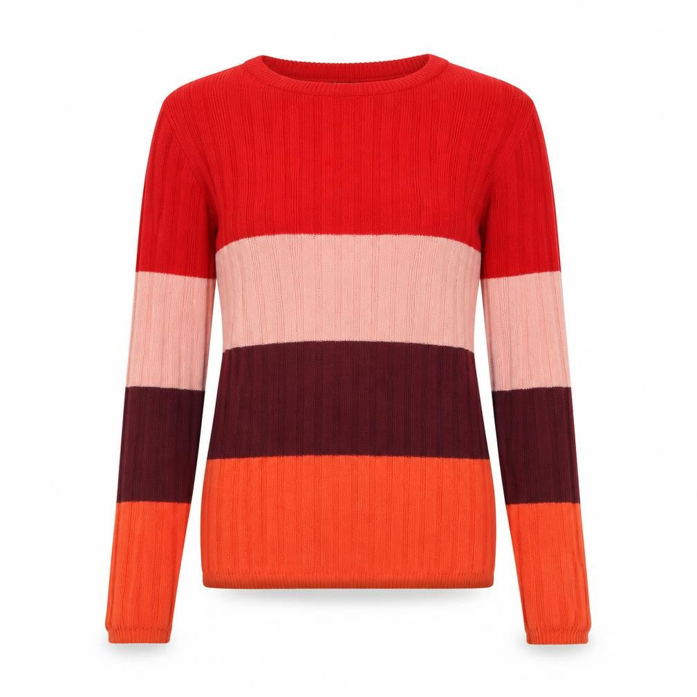 Primark Womens Multicoloured Round Neck Striped Polyester Pullover Jumper Size S