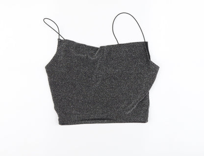 H&M Womens Silver Polyamide Cropped Tank Size S Round Neck