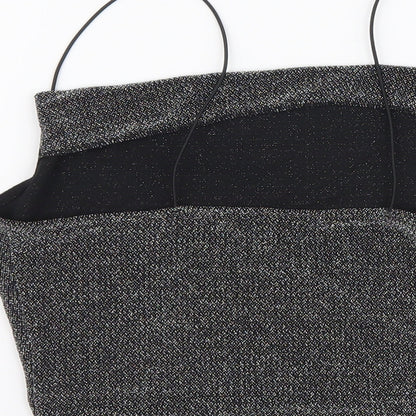 H&M Womens Silver Polyamide Cropped Tank Size S Round Neck