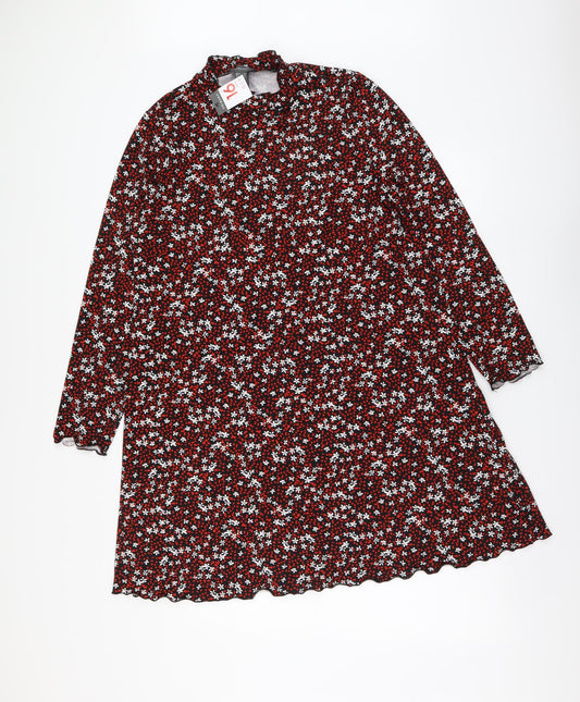 Primark Womens Multicoloured Geometric Polyester A-Line Size 6 High Neck Pullover