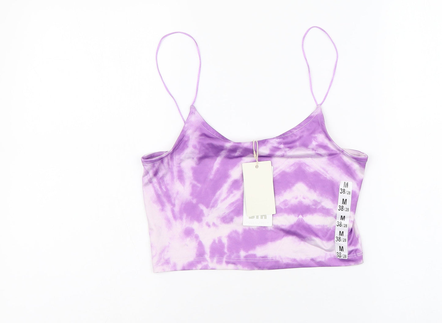 STR Womens Purple Polyester Cropped Tank Size M Square Neck