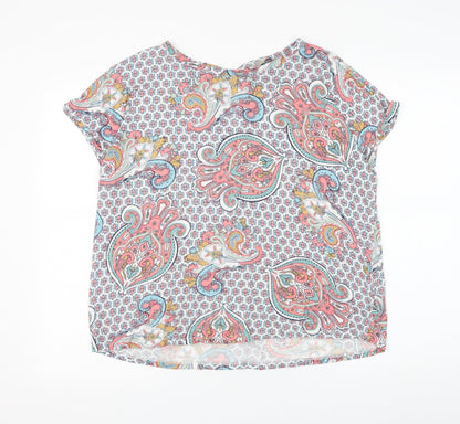 Marks & Spencer Womens Multicoloured Paisley Polyester Basic Blouse Size M Round Neck