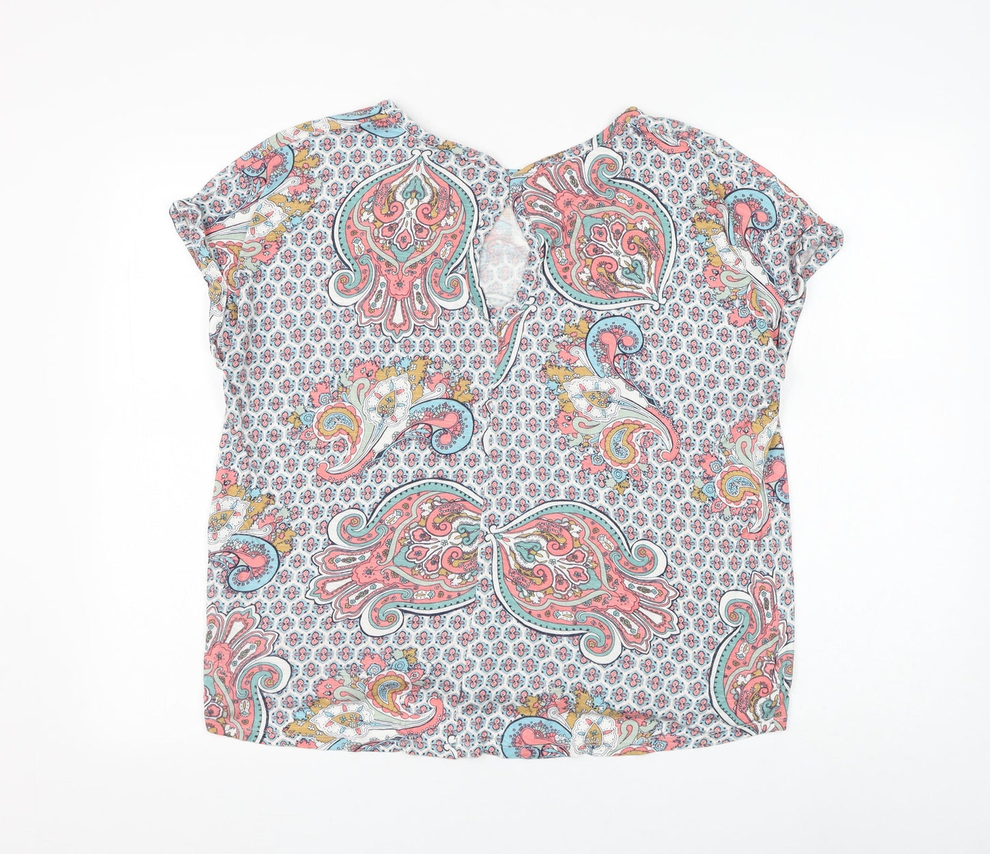 Marks and Spencer Womens Multicoloured Paisley Polyester Basic Blouse Size M Round Neck