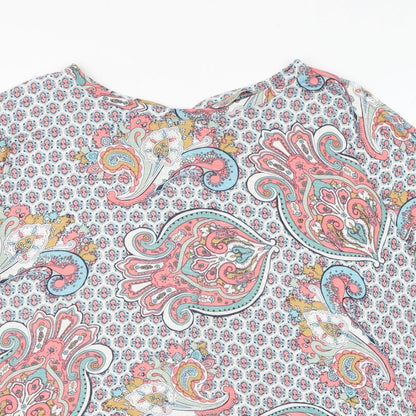 Marks & Spencer Womens Multicoloured Paisley Polyester Basic Blouse Size M Round Neck