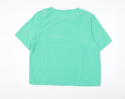 Chicot Womens Green Polyester Basic Blouse Size 18 Round Neck