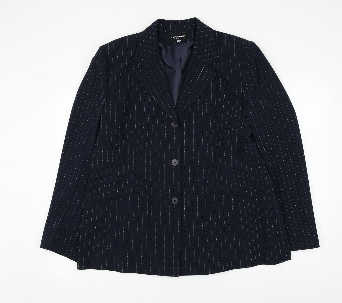 Daniel Design Womens Blue Striped Jacket Blazer Size 20 Button